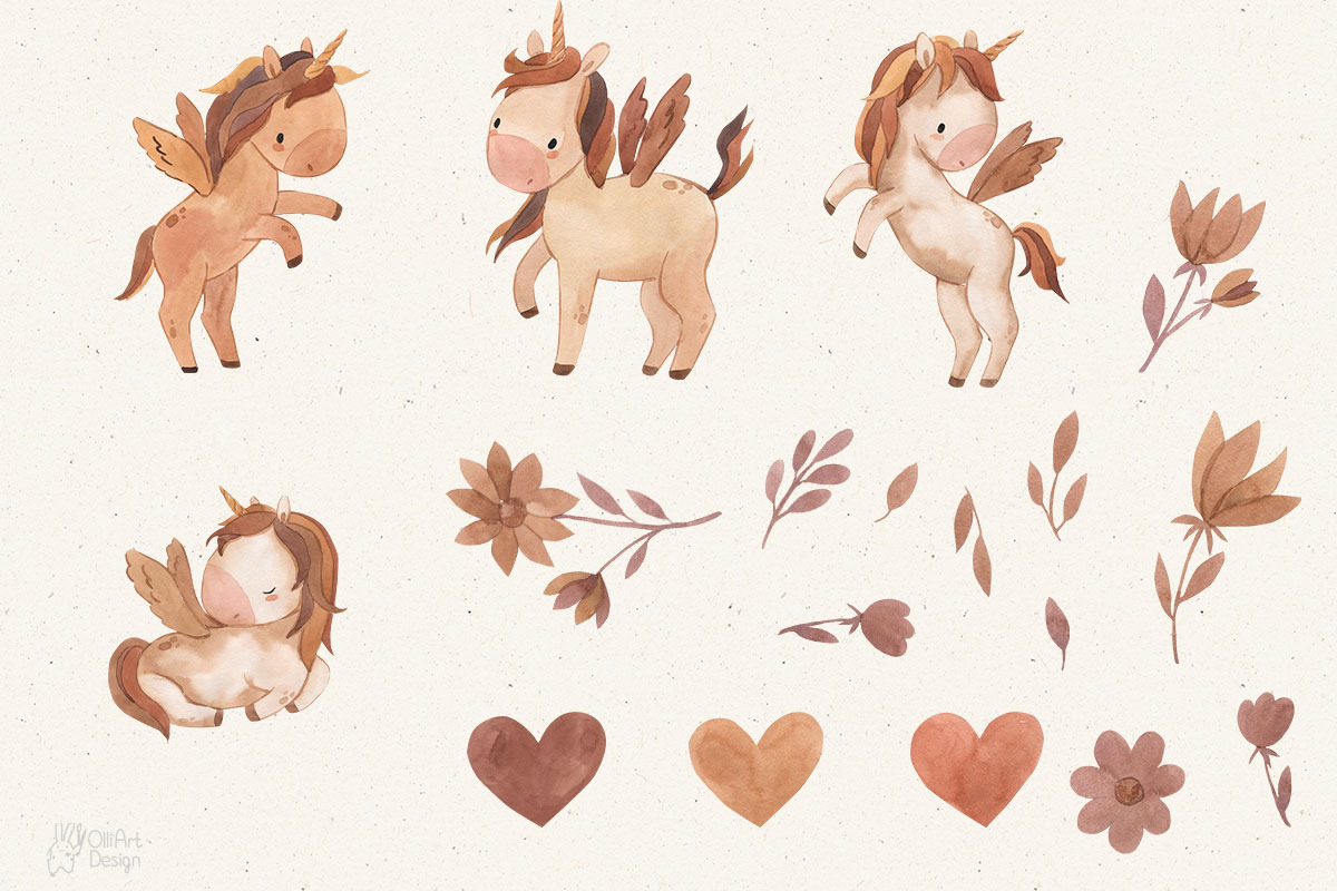 MAGIC PEGASUS. Watercolor clipart, an Animal Illustration by OlliArtDesign (Photo 2 of 5)