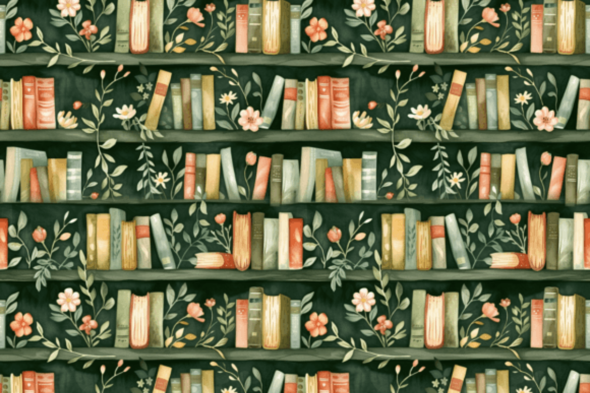 Cottagecore Bookshelfs Seamless, an Illustration by DigitalDesignCollect (Photo 2 of 3)