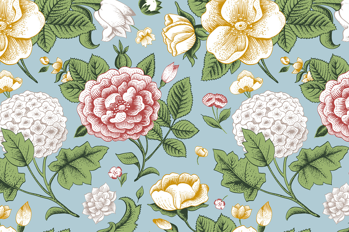 Vector vintage floral pattern. Set. preview 6