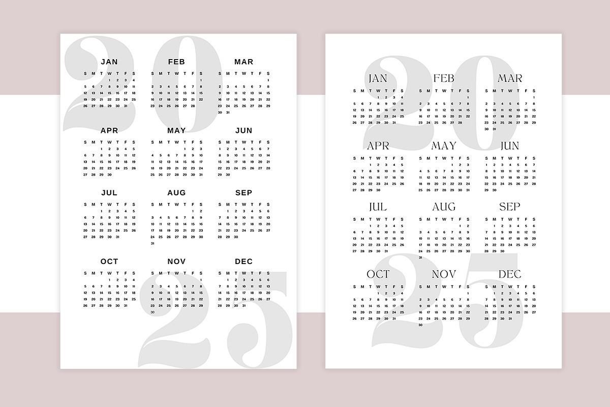 Yearly Calendar Template 2025, a Stationery Template by DesignByStore (Photo 5 of 6)