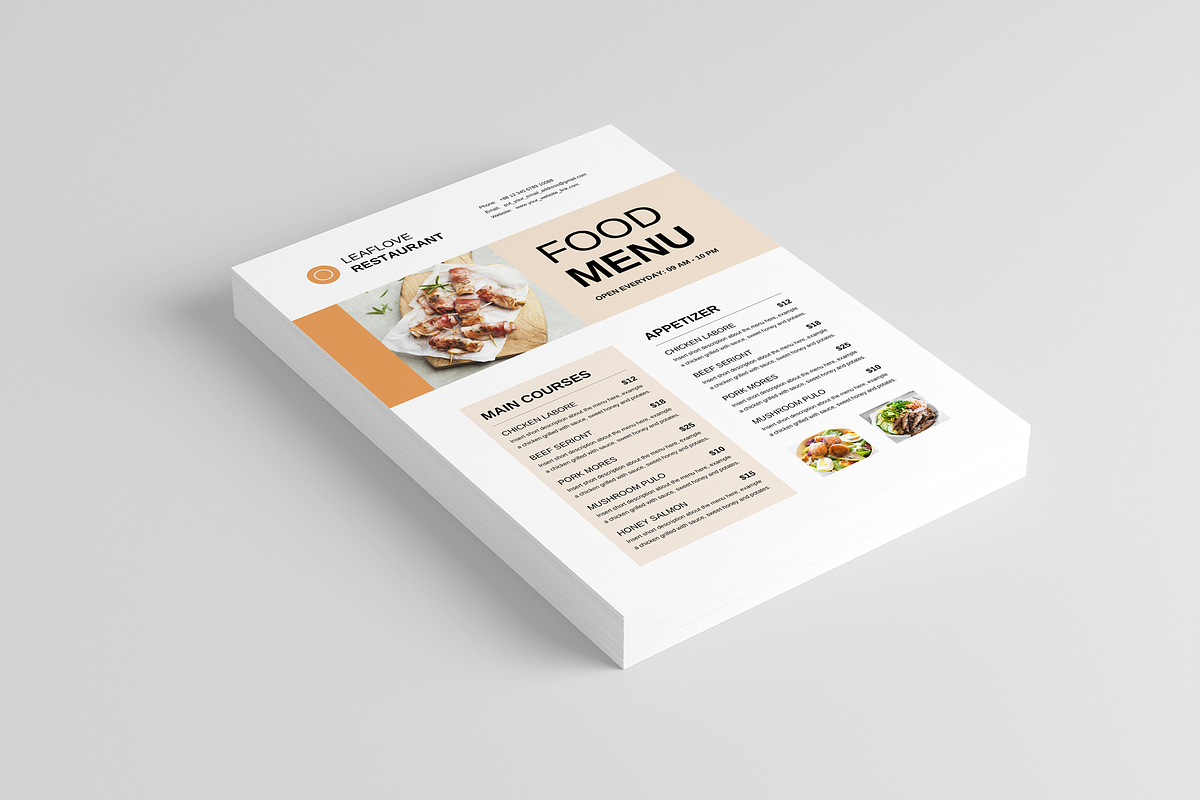 Food Menu, a Flyer Template by Leaflove (Photo 2 of 5)