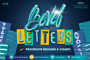 Bevel Letters Procreate Brushes, a Brush Add-On by Nico-Ng (Thumbnail 1 of 17)