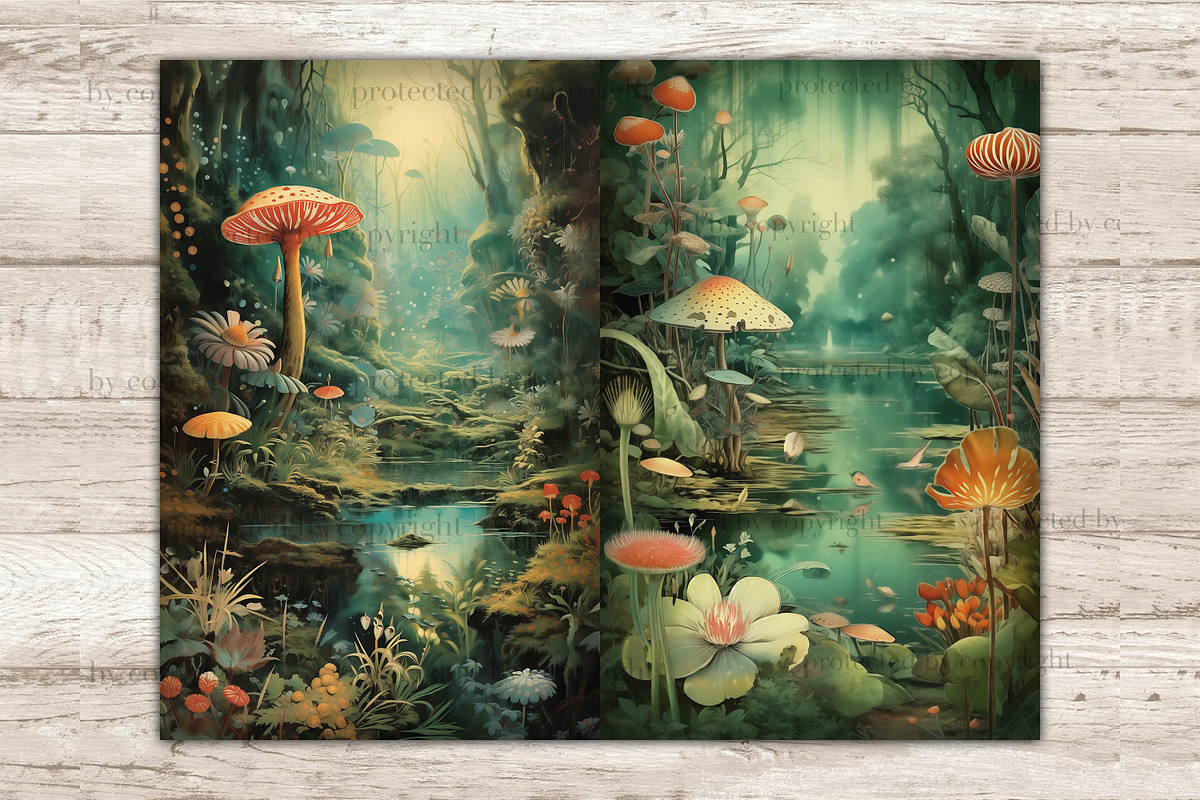 Magic Forest Junk Journal Page, a Seasonal Illustration by GlamArtZhanna (Photo 4 of 9)