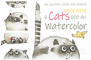 Cats for posters, cards, stickers, an Illustration by Novikova Lida (Thumbnail 1 of 4)