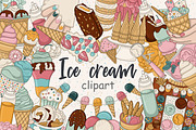 Ice Cream Clipart, a Food Illustration by GlamArtZhanna (Thumbnail 1 of 5)