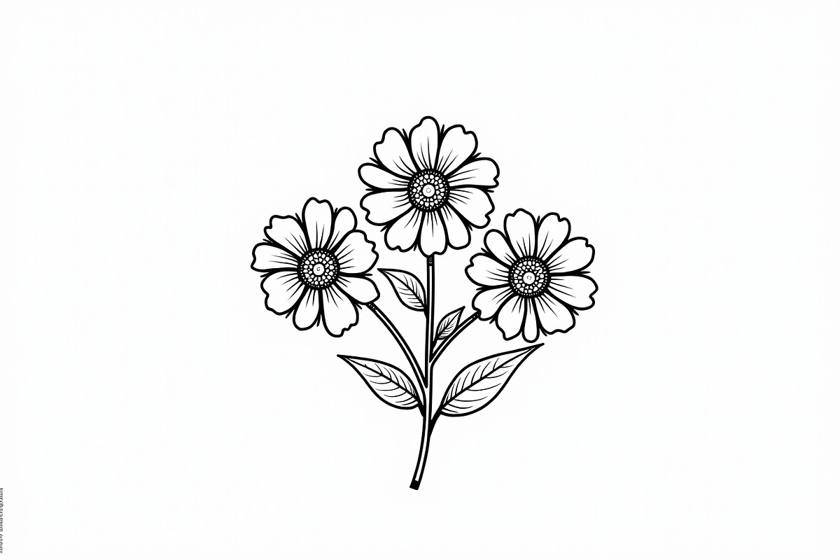 Flower Line Art Coloring Pages Bundl, an Illustration by Artivon (Photo 8 of 9)
