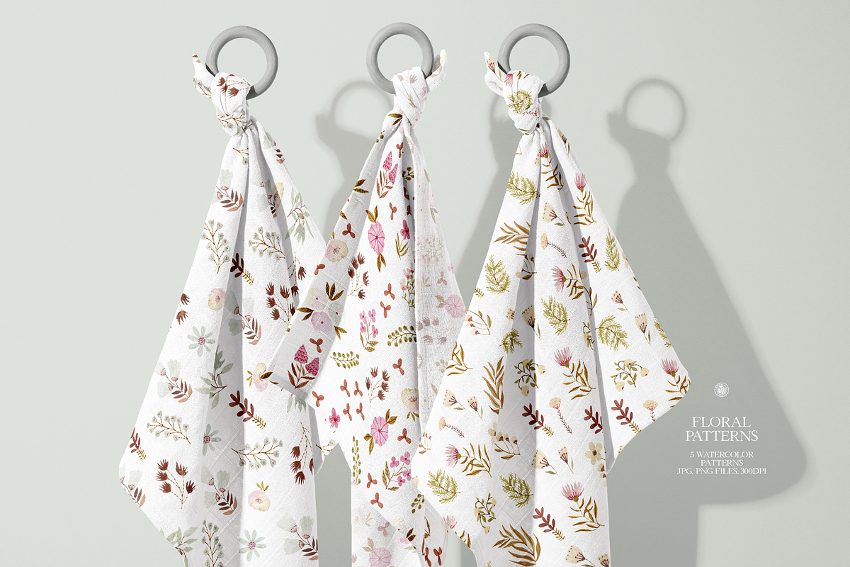 Floral Watercolor Patterns Set, a Pattern Graphic by Webvilla Studio (Photo 6 of 9)
