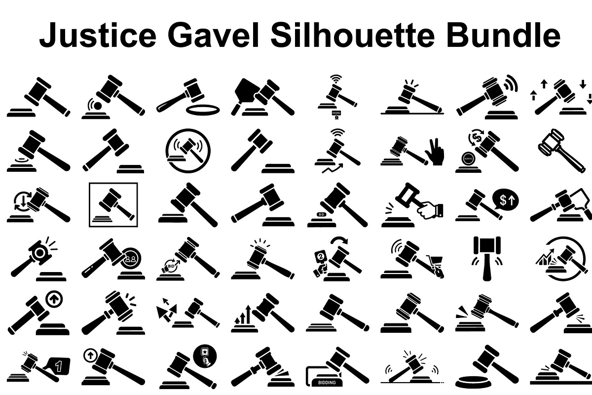 Justice Gavel Silhouette Bundle, a Graphic by hafijul (Photo 1 of 14)