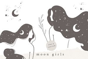 MOON GIRLS / Illustration Png Vector