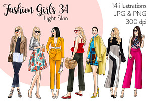 Fashion Girls 34- Light Skin Clipart