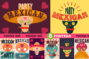 Mexican Party vector poster set., a Food Illustration by PoPaShop (Thumbnail 1 of 9)