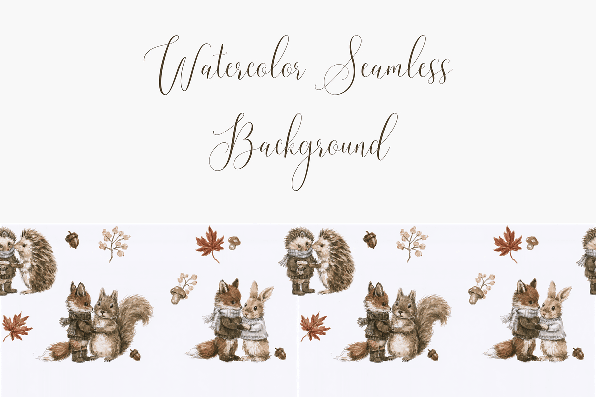 Seamless Woodland Animals Autumn, a Pattern Graphic by Pati Charm Studio (Photo 3 of 6)