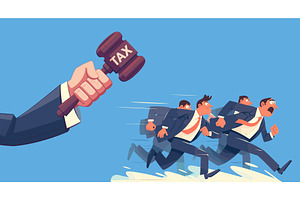 Businessmen avoid tax. Cartoon men, a Finance Illustration by Stock-Smart-Start