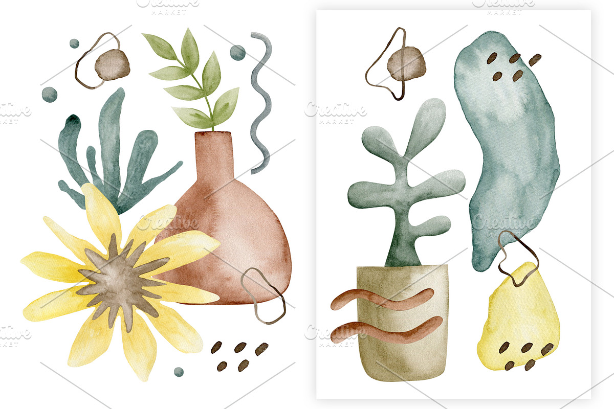 Watercolor Modern Summer Collection., a Decorative Illustration by Kira Konoshenko (Photo 13 of 17)