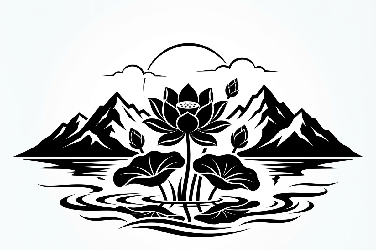 60 Lotus Mountain Harmony Silhouette, an Empty State Illustration by Amazin_art (Photo 8 of 31)