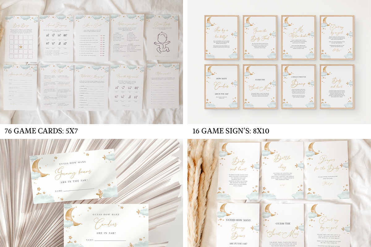 Over the Moon Baby Shower Bundle, an Invitation Template by Digital_Mind (Photo 7 of 8)