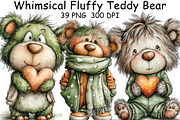 Whimsical Fluffy Teddy Bear Clipart, an Illustration by CraftArtStudio (Thumbnail 1 of 6)