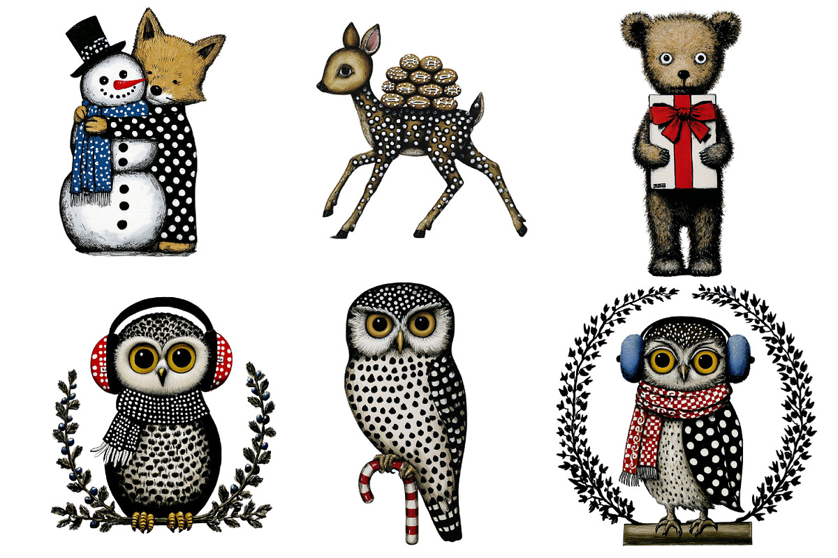 Christmas woodland clipart, an Illustration by Designworld (Photo 5 of 6)