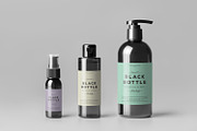 Black Bottles Cosmetic Mockup, a Cups & Container Mockup by Yogurt86 (Thumbnail 2 of 10)