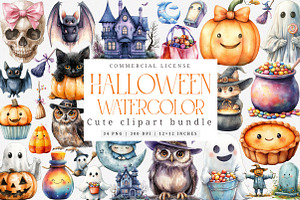 Cute Halloween Clipart Bundle, an Illustration by SinaCreation