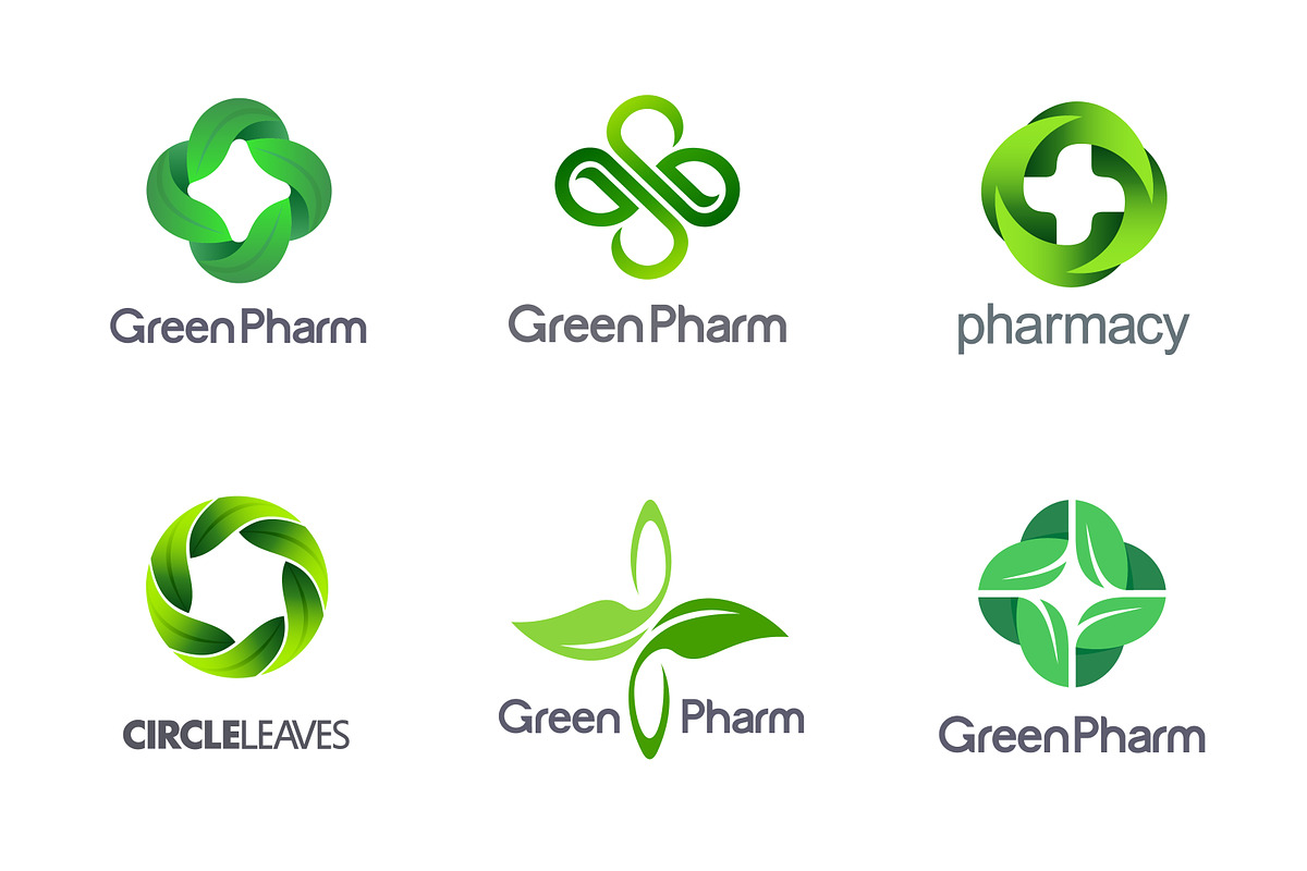 Green Pharmacy Logo Set, a Branding \u0026 Logo Template by IKarGraphics, image size:1200x800