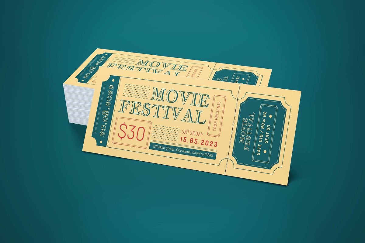 Ticket Movie Festival, a Card Template by graphicook (Photo 2 of 3)