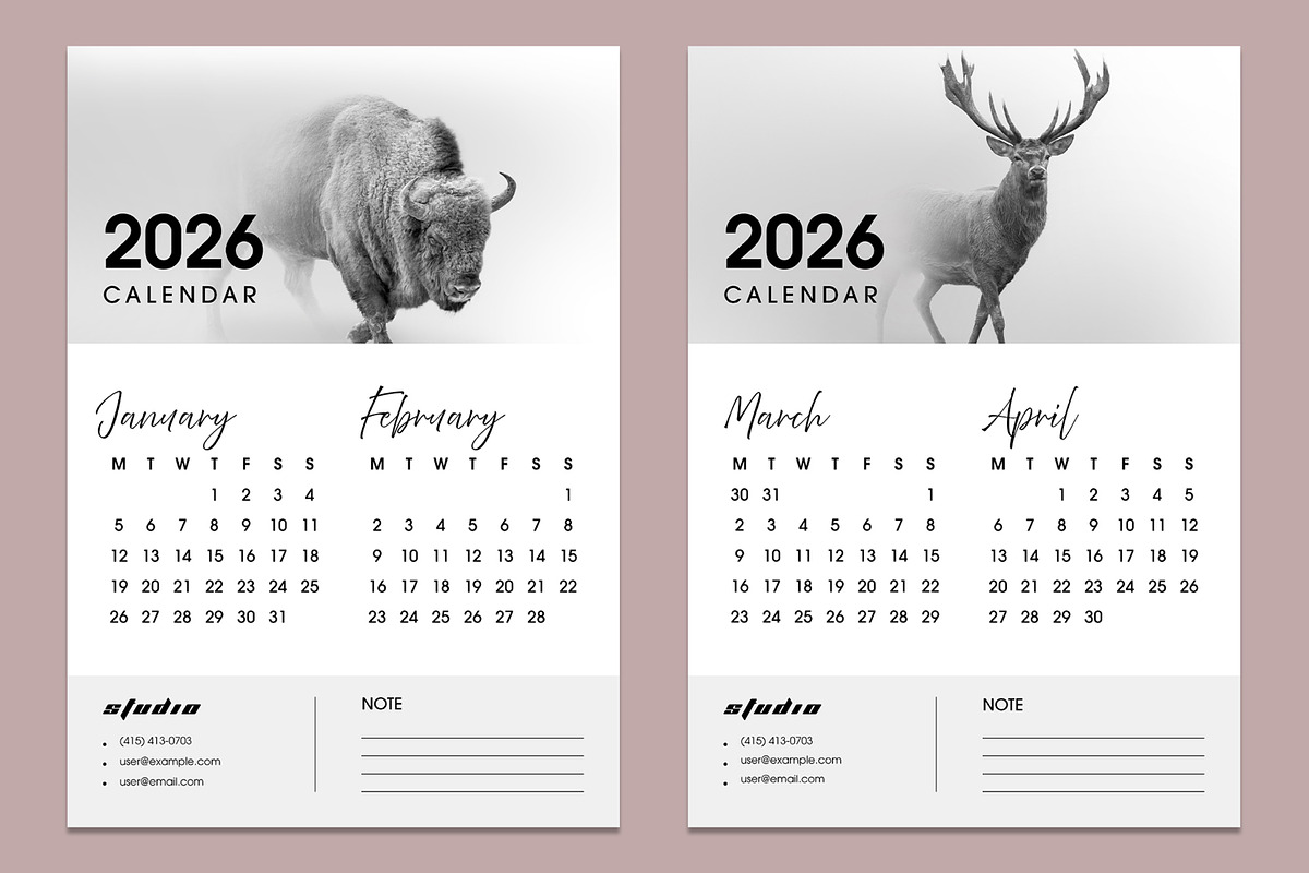 Black And White Wall Calendar, a Stationery Template by ContestDesign (Photo 2 of 4)
