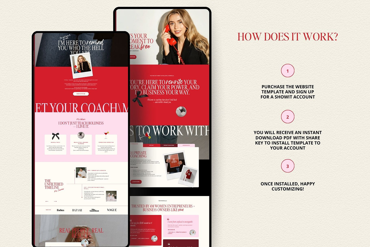 Bold Red Showit Template for Coaches preview 2