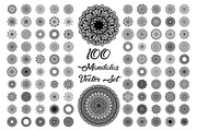 100 Mandalas Vector Set, an Outline Icon by Noree (Thumbnail 1 of 3)