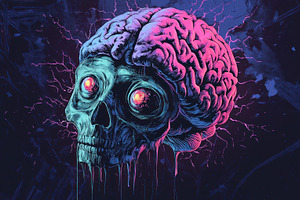 the brain with eyes is hanging in the air, a Photo by Pictures for you!!!!!!!!!