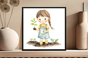 Cute Girl Gardener Cliparts, an Illustration by DreamCafeArt (Thumbnail 8 of 9)
