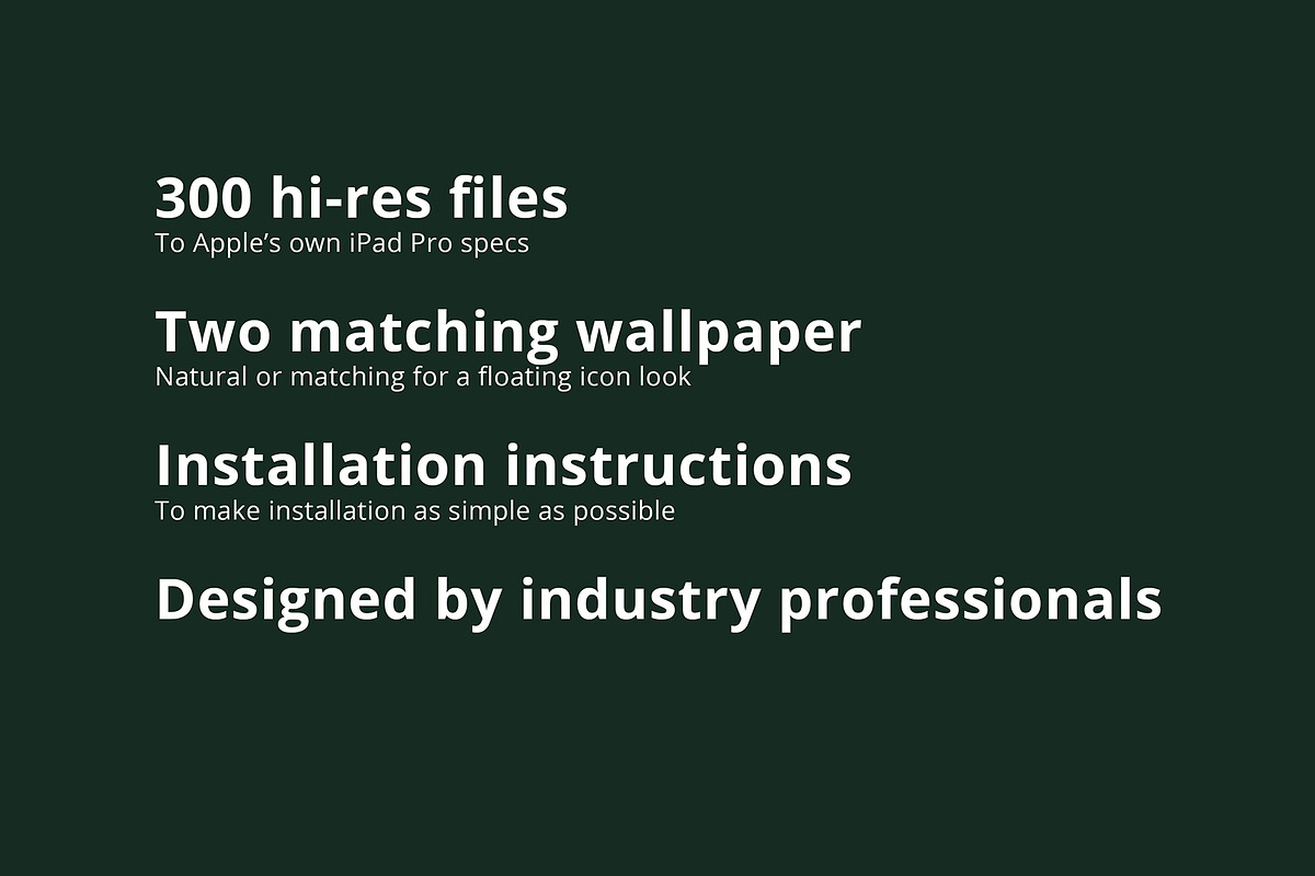 300 Dark Green Minimal iOS Icon Pack, an Icon by A Good Design Studio (Photo 5 of 5)