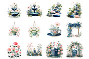 Valentine Garden Watercolor Clipart, an Illustration by DreamArtGraphic (Thumbnail 4 of 4)