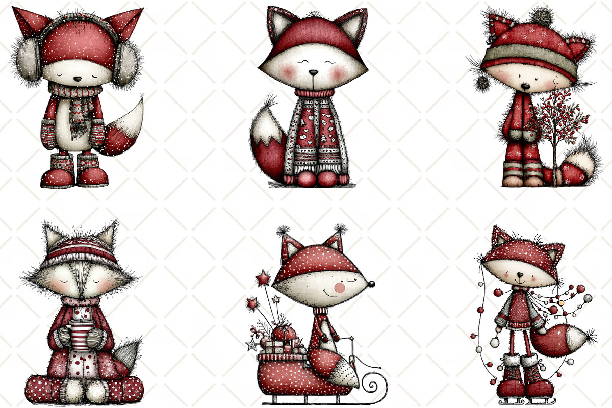 Whimsical Christmas Fox Clipart, an Animal Illustration by Black Bird Studio (Photo 4 of 5)