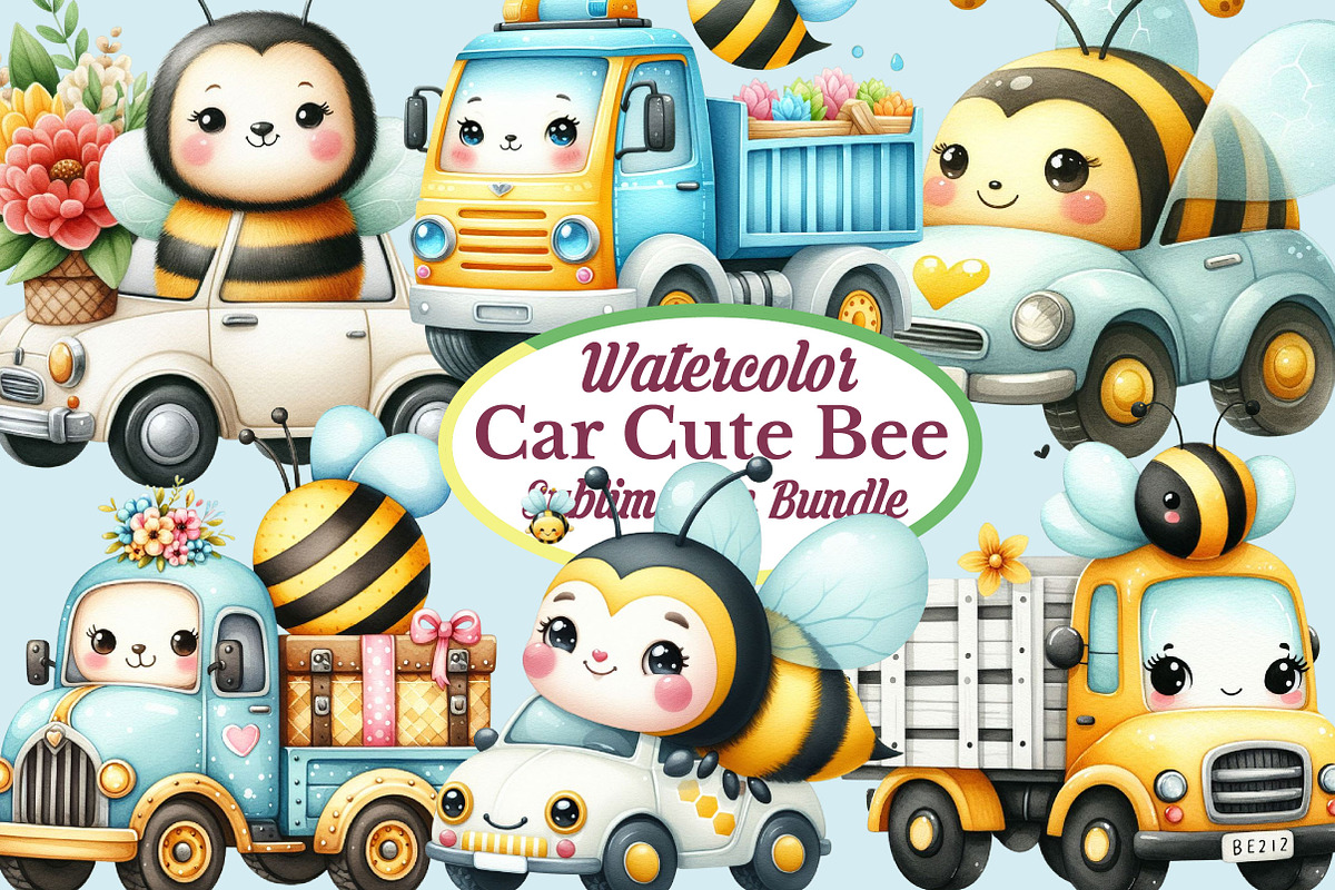 Car Cute Bee Clipart Bundle, a Graphic by CitraGraphics | Creative Market