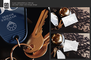 Hotel Card With Key Ring Mockup