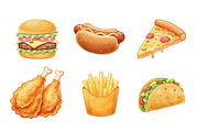 Watercolor Junkfood Clipart, a Food Illustration by BerryPieArt (Thumbnail 2 of 4)