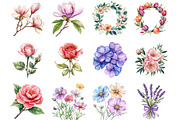 Watercolor Romance Flower Clipart, an Illustration by DreamCafeArt (Thumbnail 4 of 5)