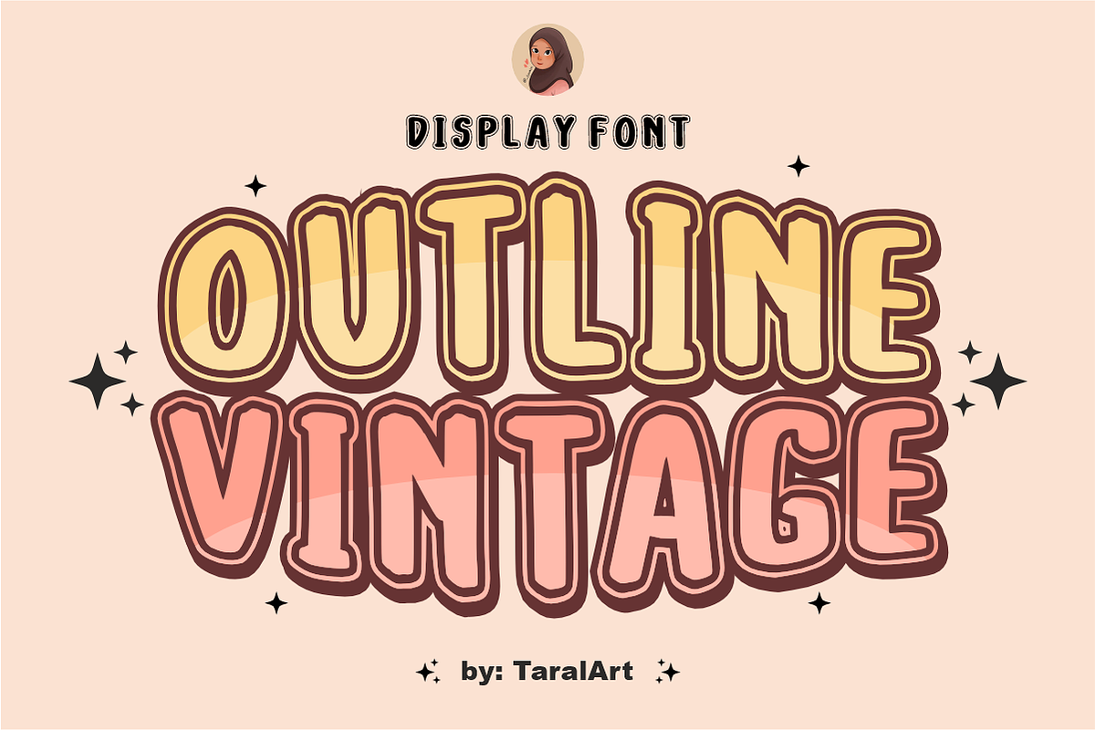 Outline Vintage - Retro Groovy Font, a Sans Serif Font by KiddoGlyphs Studio (Photo 1 of 5)
