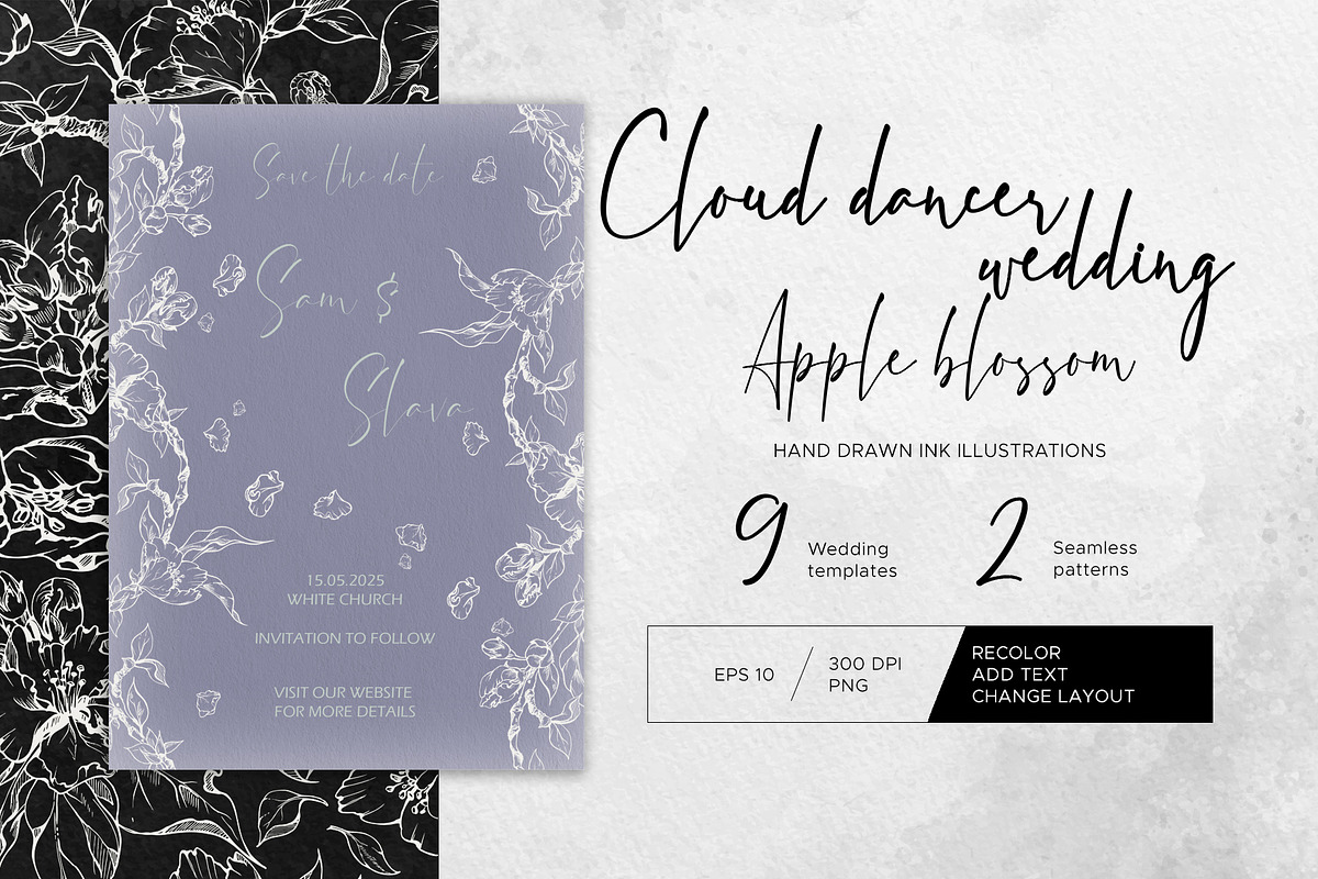Cloud dancer wedding: Apple blossom, a Stationery Template by MsFlaffy (Photo 1 of 4)