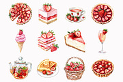 Watercolor Strawberry Clipart, an Illustration by Design Market (Thumbnail 2 of 5)