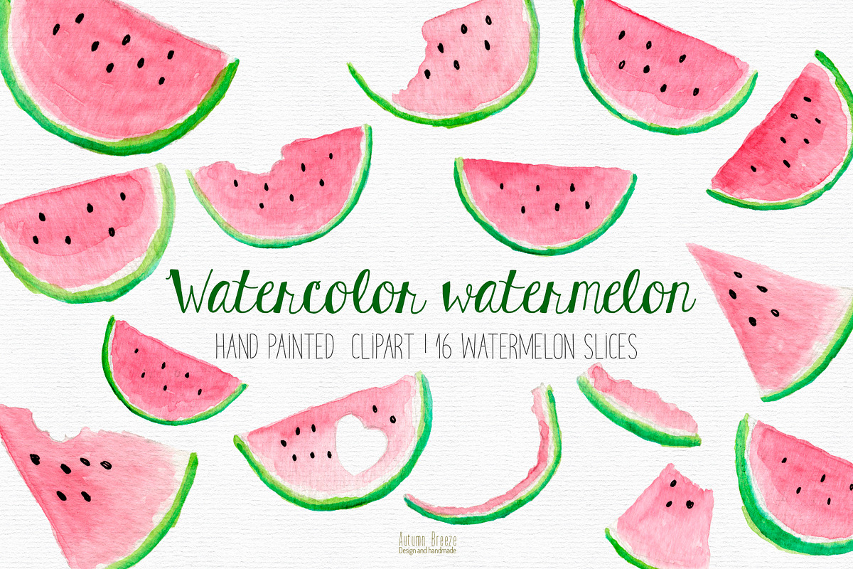 watercolor watermelon slices, a Food Illustration by Autumn Breeze (Photo 1 of 4)