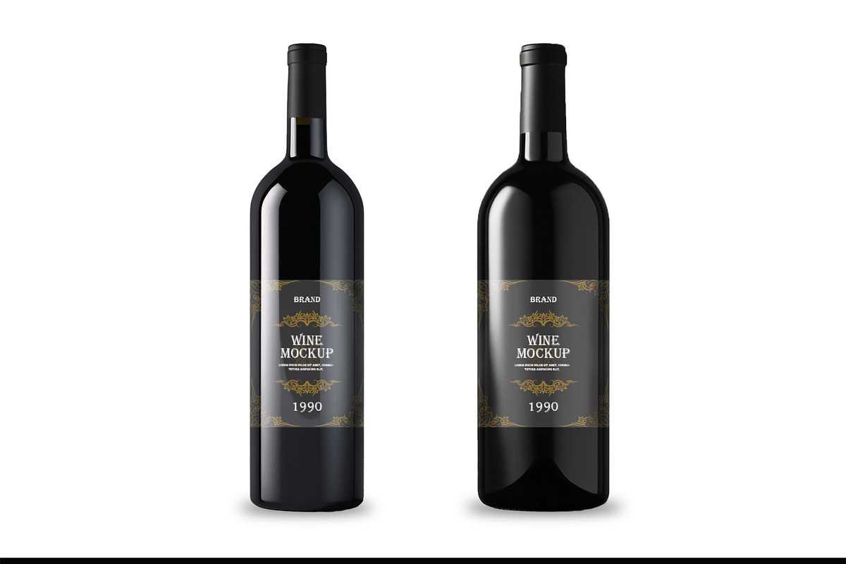 Front View of Two Wine Bottles, an Advertising Mockup by CreativeShaper (Photo 3 of 3)