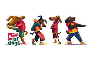 Brown dogs cartoon vector set. Pet, a Sport Illustration by Onyx