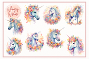 Floral Unicorns Watercolor Clip Art, a Decorative Illustration by Whimsy & Wishes (Thumbnail 3 of 3)