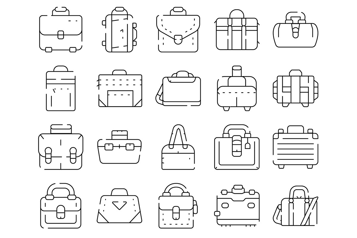 Various briefcases and bags line art, an Object Graphic by pikepicture (Photo 2 of 3)