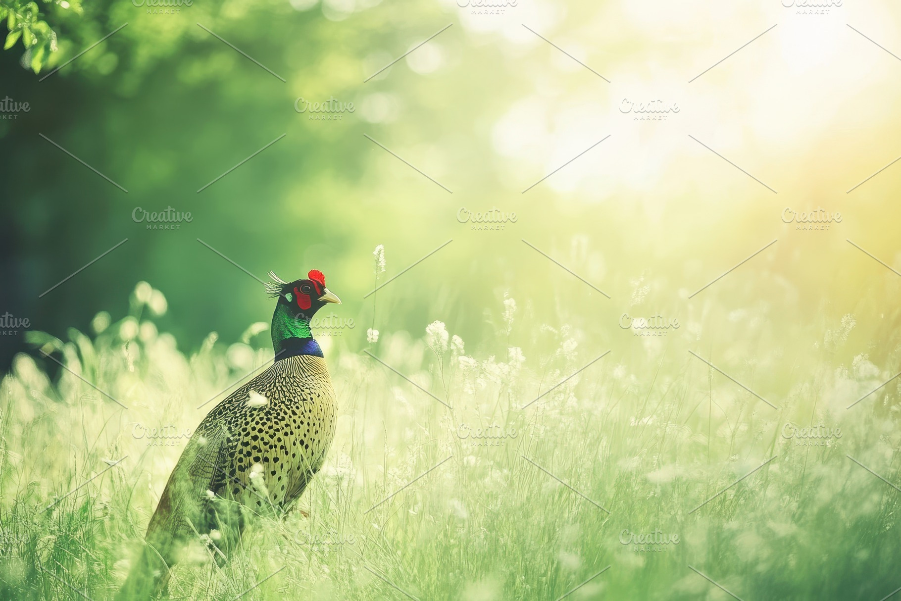 Common pheasant Phasianus colchius, a Photo by Pavel_design