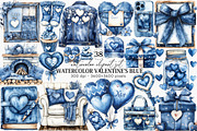 Watercolor Valentine's Blue Clipart, an Illustration by Canvas Craft (Thumbnail 1 of 6)