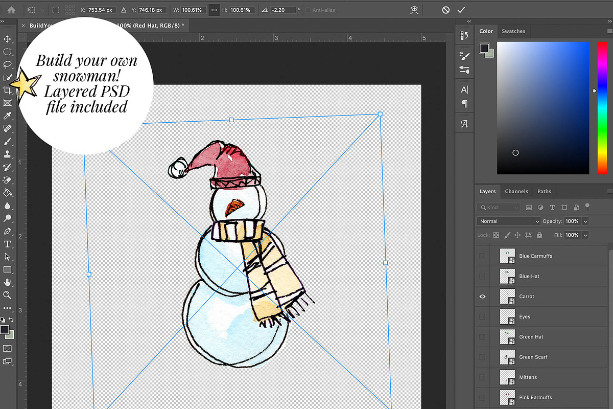 Build Your Own Cute Snowmen, an Illustration by Chelsea Bromley (Photo 2 of 6)