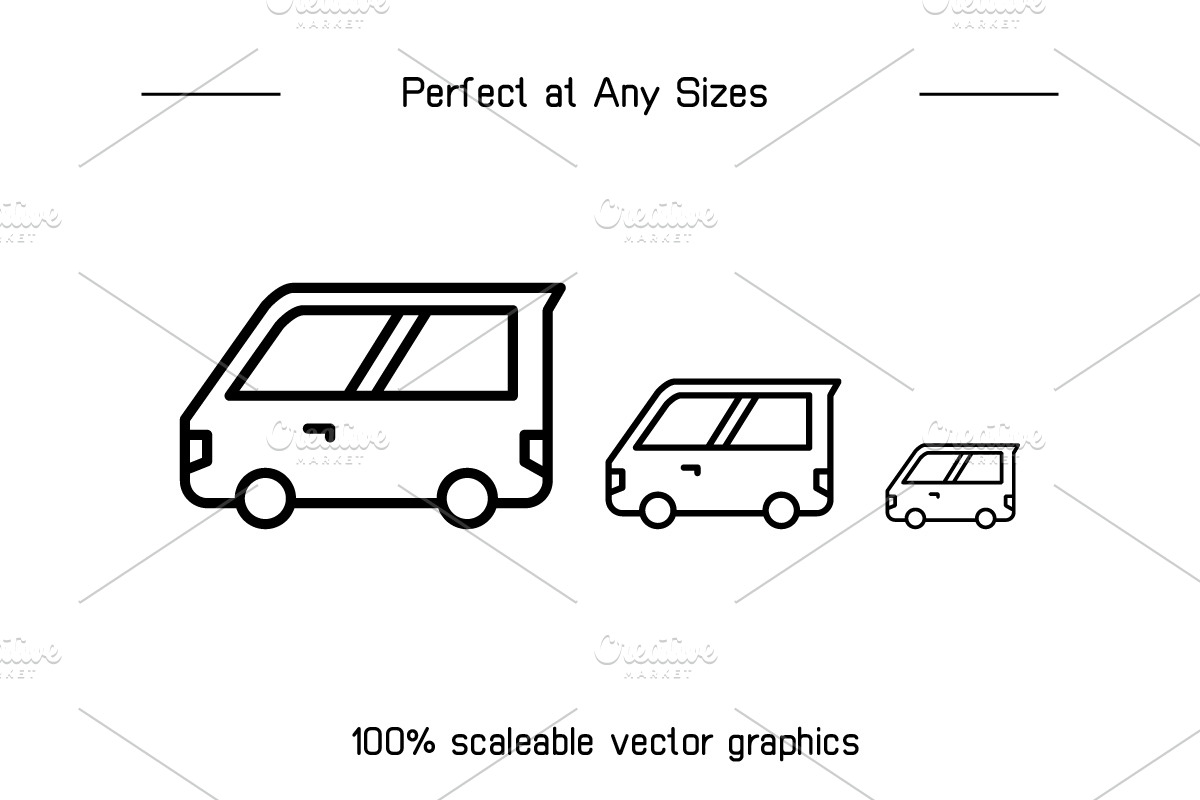 Car, Motorhome, Van and Truck Icons, an Outline Icon by Designfour (Photo 7 of 7)